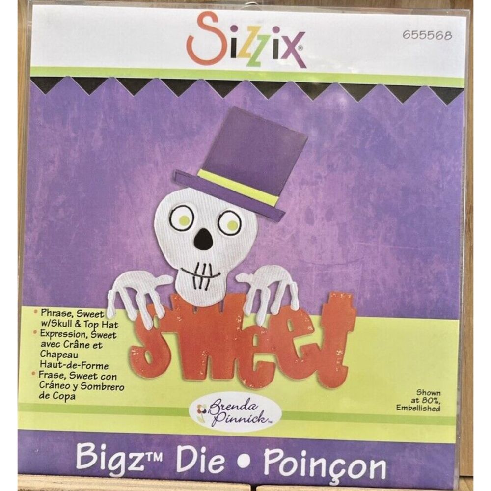 Sizzix Bigz Die Phrases, Sweet with Skull and Top Hat Brenda Pinnick #655568